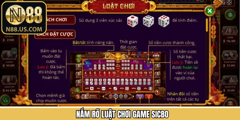 Luật tham gia Sicbo chi tiết trên nền tảng N88
